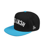 Upside Down HCKY SZN Embroidered Snapback Hat (Black/Aqua)