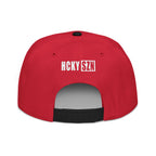 Upside Down HCKY SZN Embroidered Snapback Hat (Red/Black)