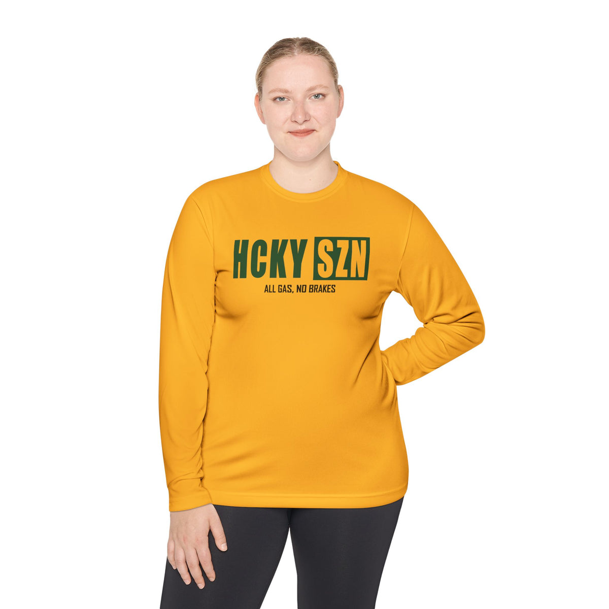 HCKYSZN (All Gas) Long Sleeve Adult Performance Tee - Gold/Forest/Black