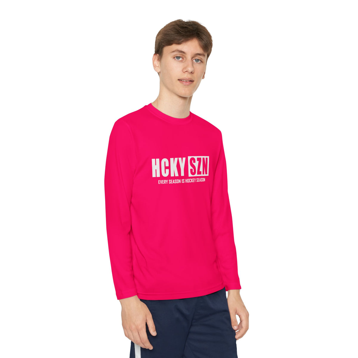 Every Season is HCKYSZN Youth Performance Long Sleeve Tee - White Logo