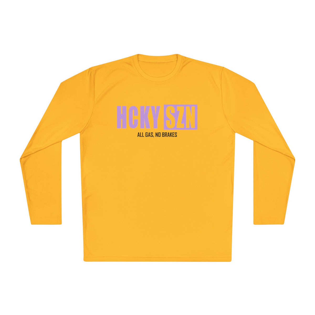 HCKYSZN (All Gas) Long Sleeve Adult Performance Tee - Gold/Lavender/Black