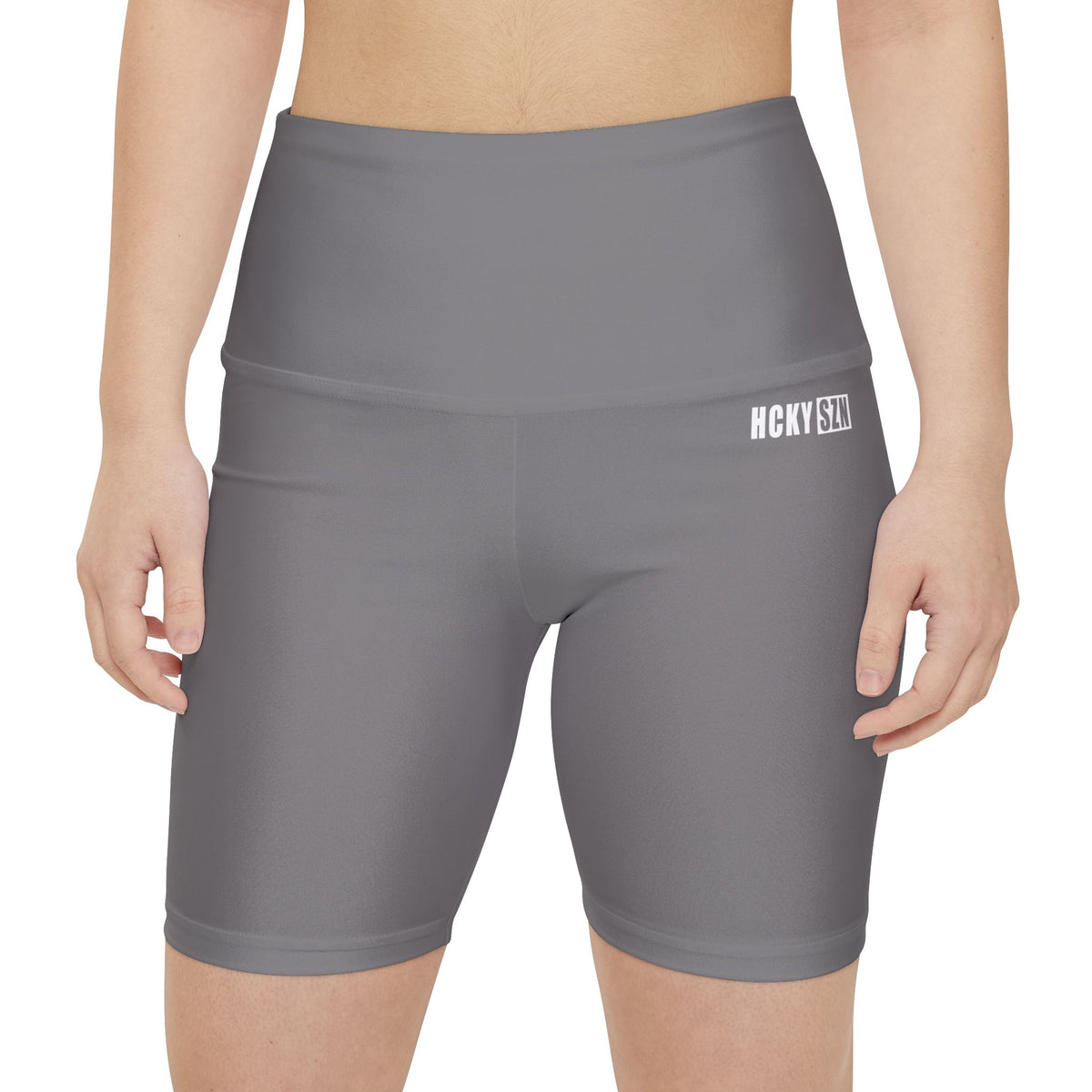 HKY SZN High Waisted Workout Shorts (Graphite Grey)
