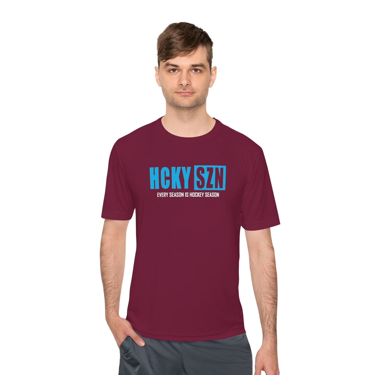Every Season is HCKYS Performance Tee - Sky Blue Logo