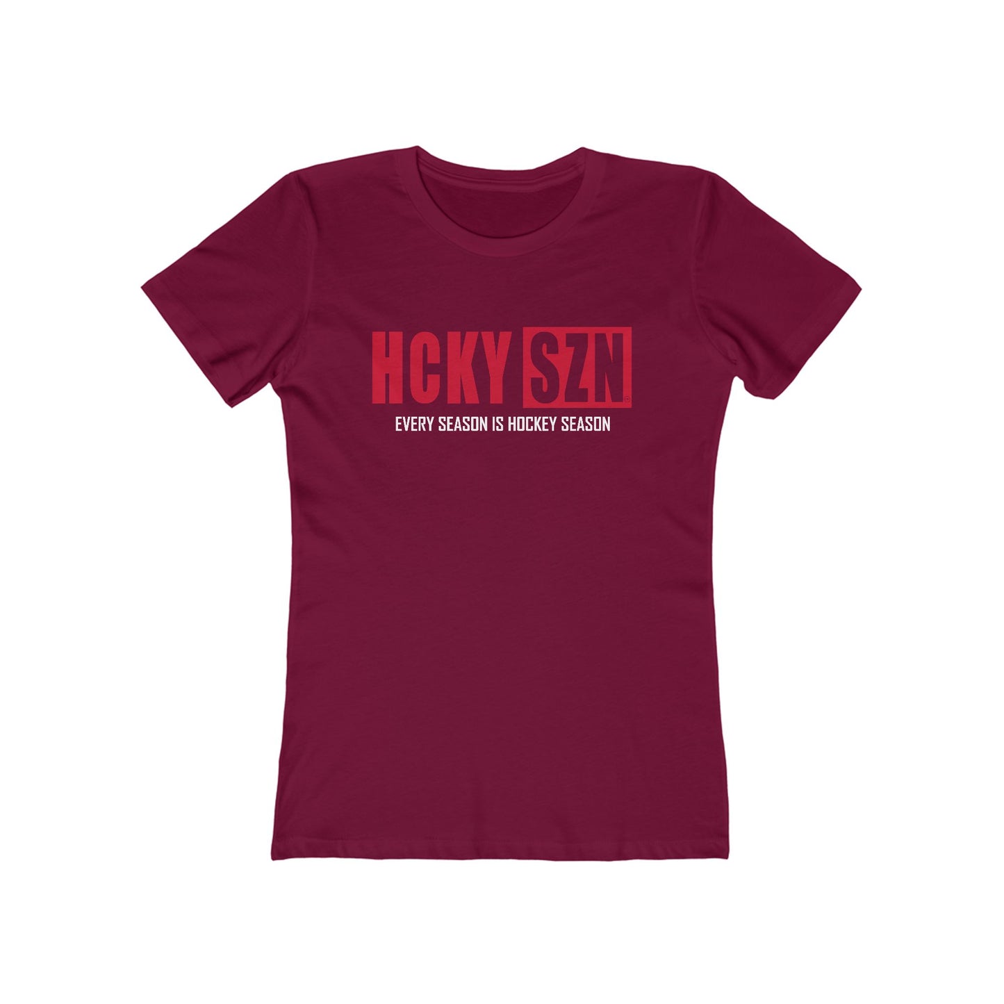 Every Season Is Hockey Season Women's Boyfriend Tee (Red Logo) - Various Colors