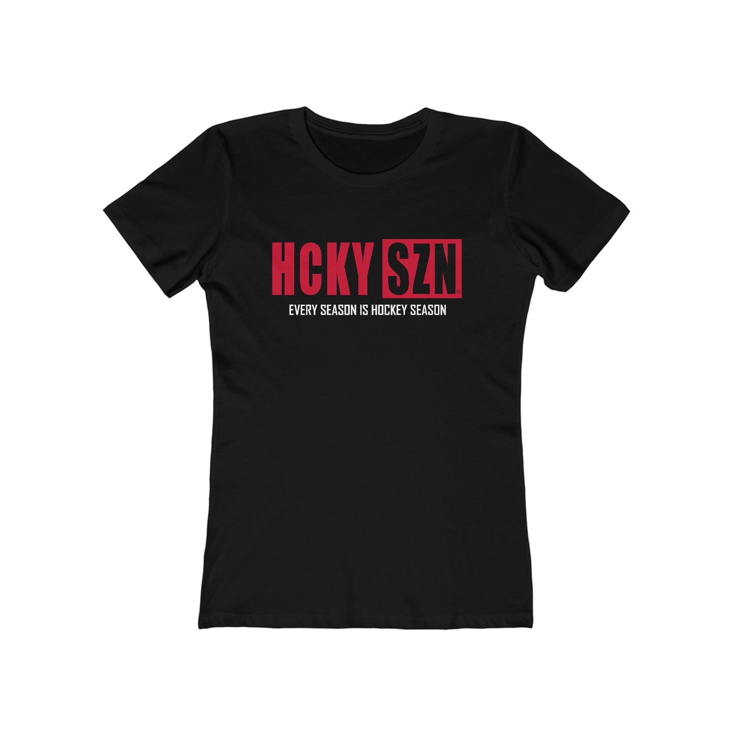 Every Season Is Hockey Season Women's Boyfriend Tee (Red Logo) - Various Colors