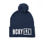 HCKY SZN Embroidered Pom-Pom Beanie - Navy