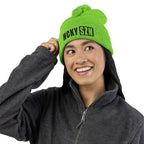 HCKY SZN Embroidered Pom-Pom Beanie - Neon Green