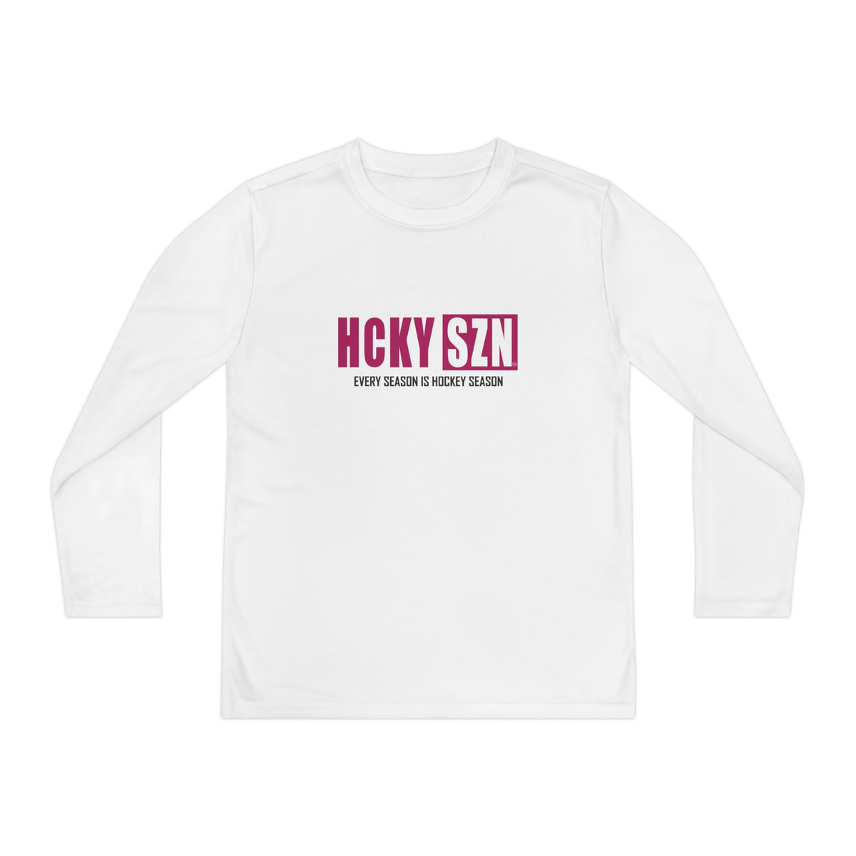Every Season is HCKY SZN Youth Competitor Long Sleeve Tee (Raspberry Logo) - Various Colors