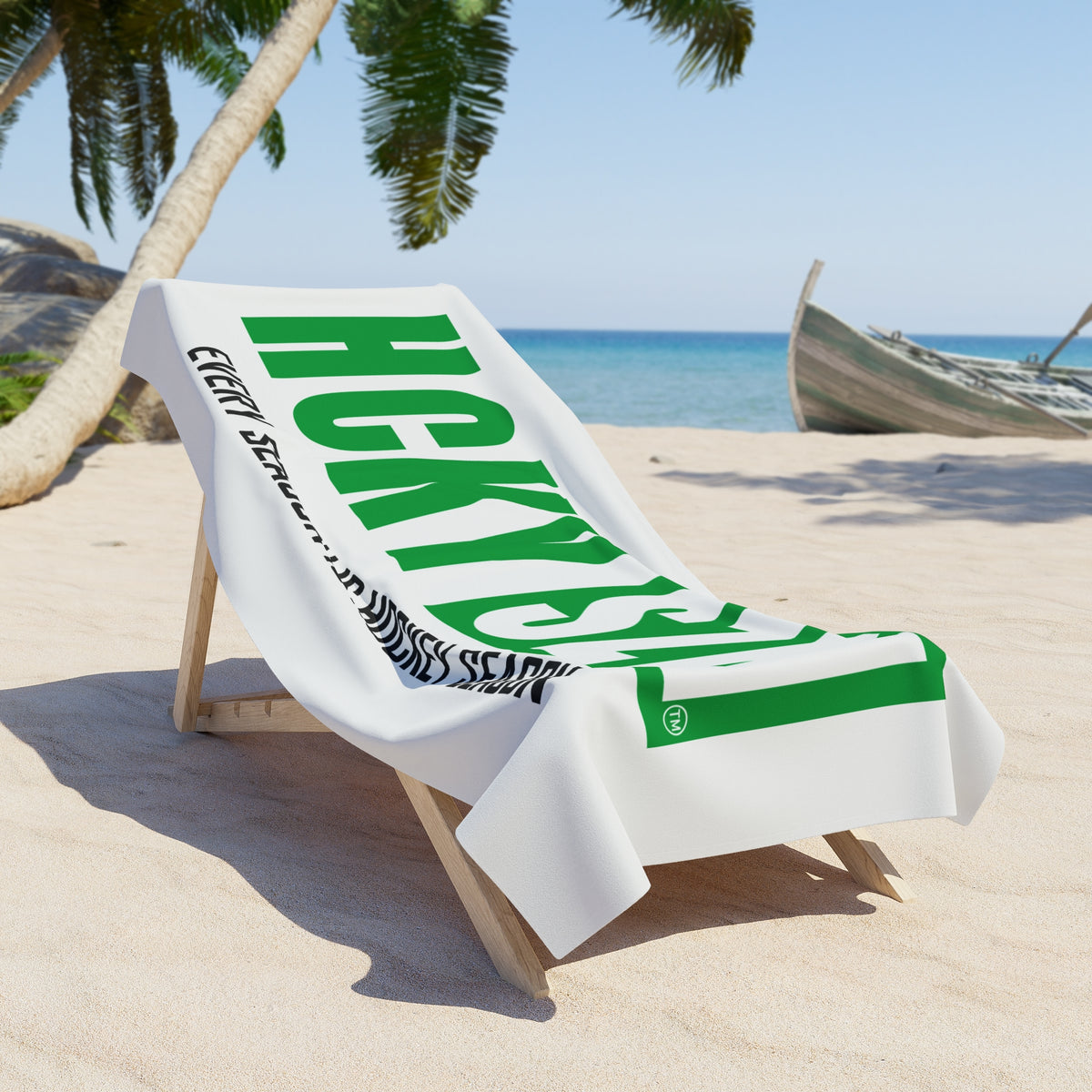 Every Season is HCKY SZN Beach Towel (White/Green)