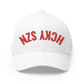 Upside Down HCKY SZN Embroidered Flex Fit Hat (White/Red)