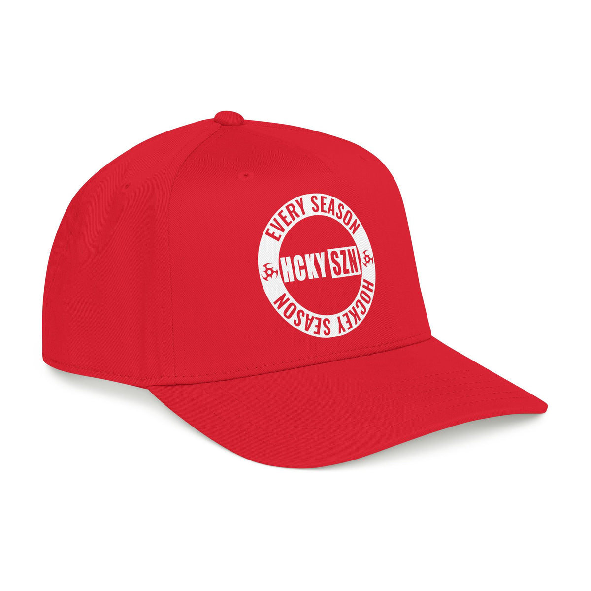 HCKY SZN Circle Logo Mid Profile Baseball Cap (Red/Red/White)