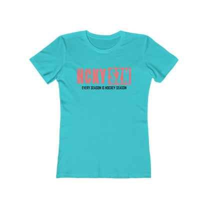 Every Season Is Hockey Season Women's Boyfriend Tee (Peach Logo) - Various Colors