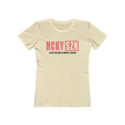 Every Season Is Hockey Season Women's Boyfriend Tee (Peach Logo) - Various Colors
