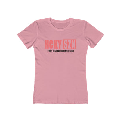Every Season Is Hockey Season Women's Boyfriend Tee (Peach Logo) - Various Colors
