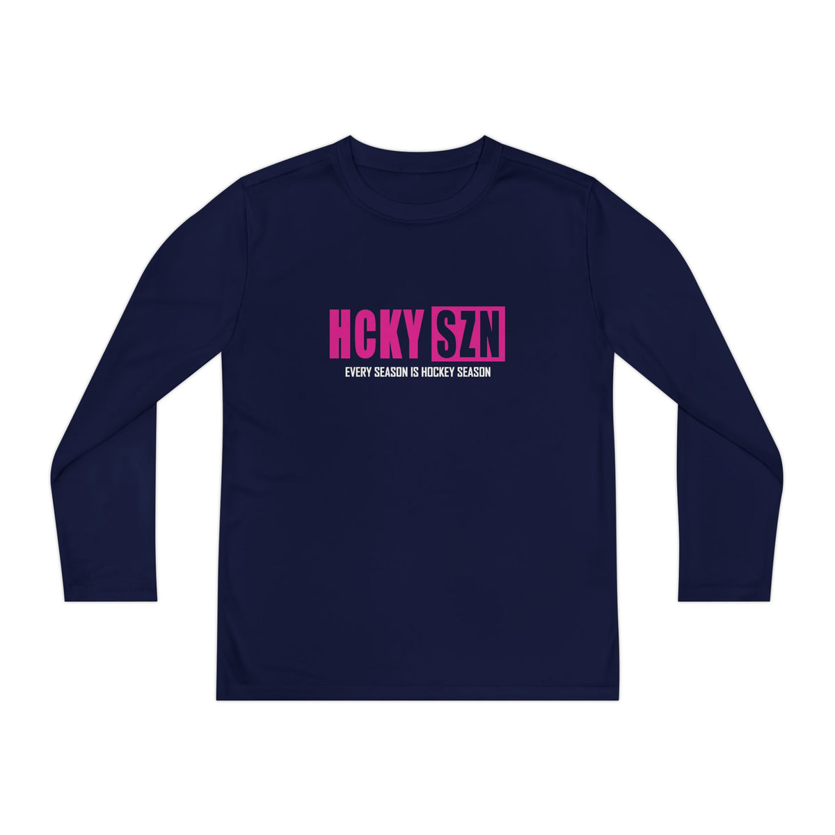 Every Season is HCKY SZN Youth Competitor Long Sleeve Tee (Hot Pink Logo) - Various Colors