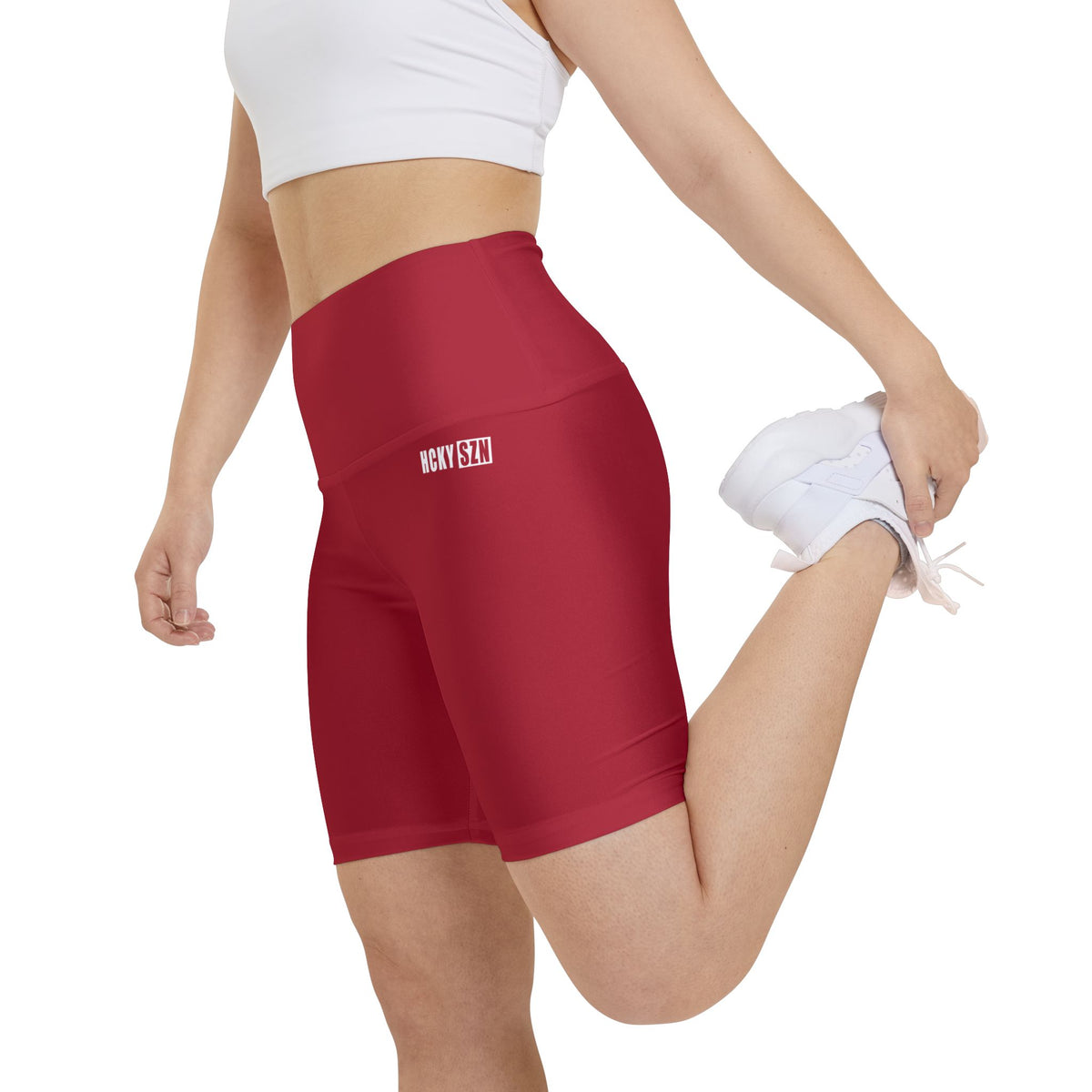 HKY SZN High Waisted Workout Shorts (Scarlet Red)