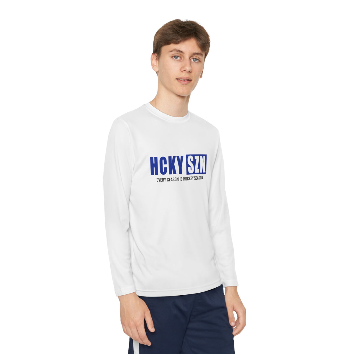 Every Season is HCKY SZN Youth Competitor Long Sleeve Tee (Blue Logo) - Various Colors