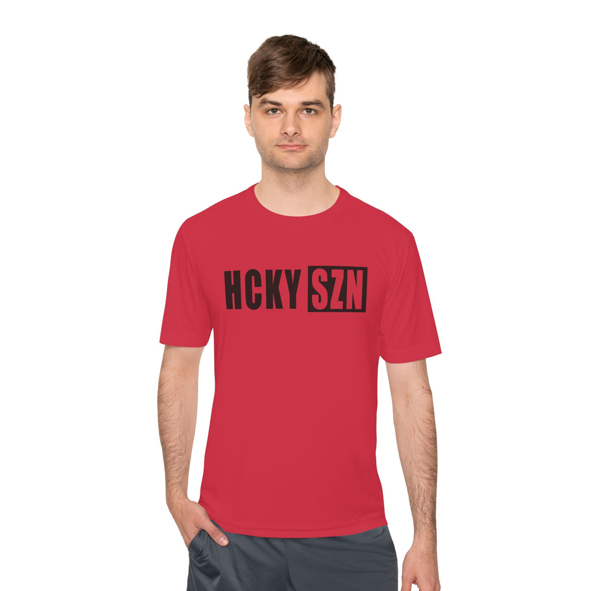 HCKYSZN (Flagship Logo) Adult Performance Tee - Red/Black