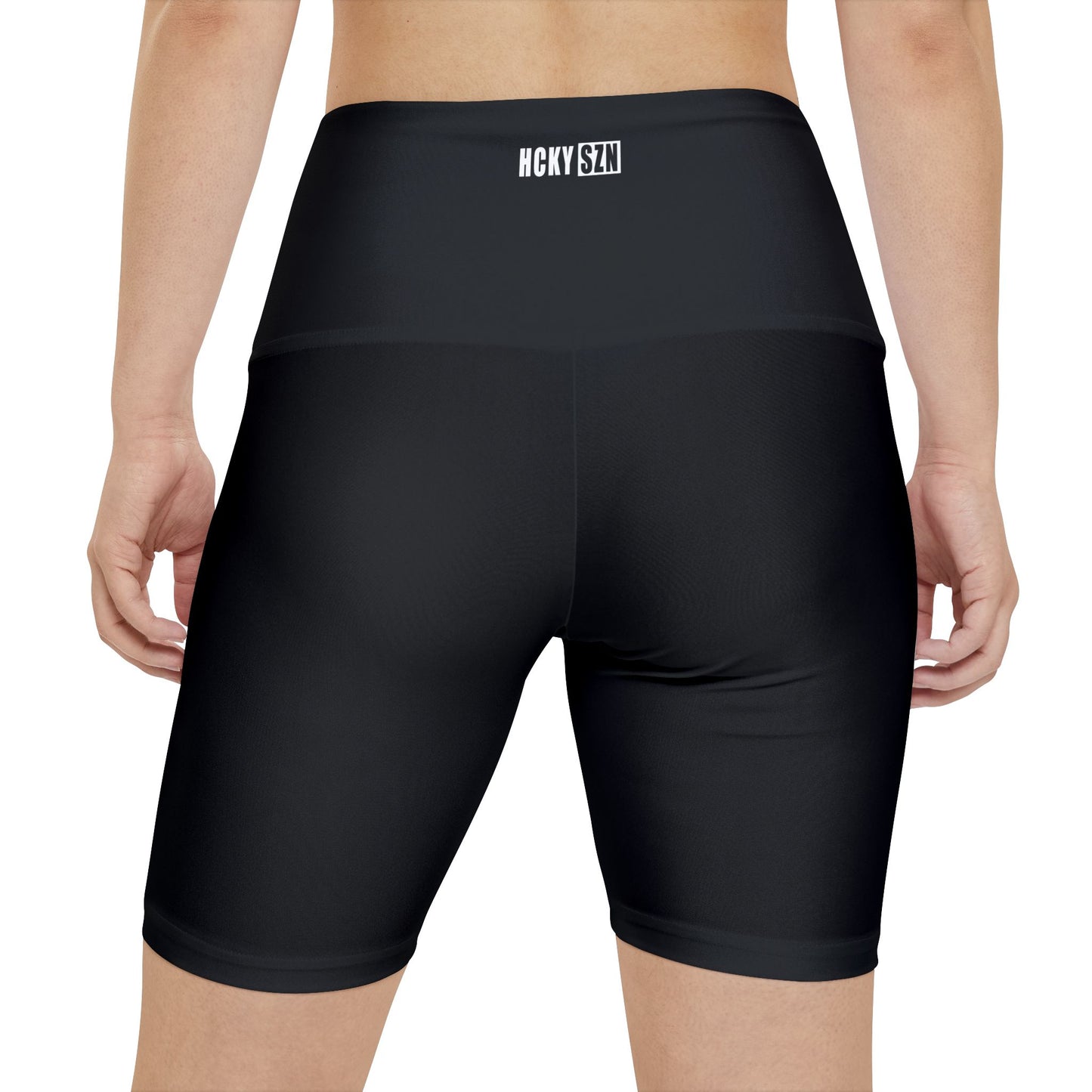 HKY SZN High Waisted Workout Shorts (Pitch Black)