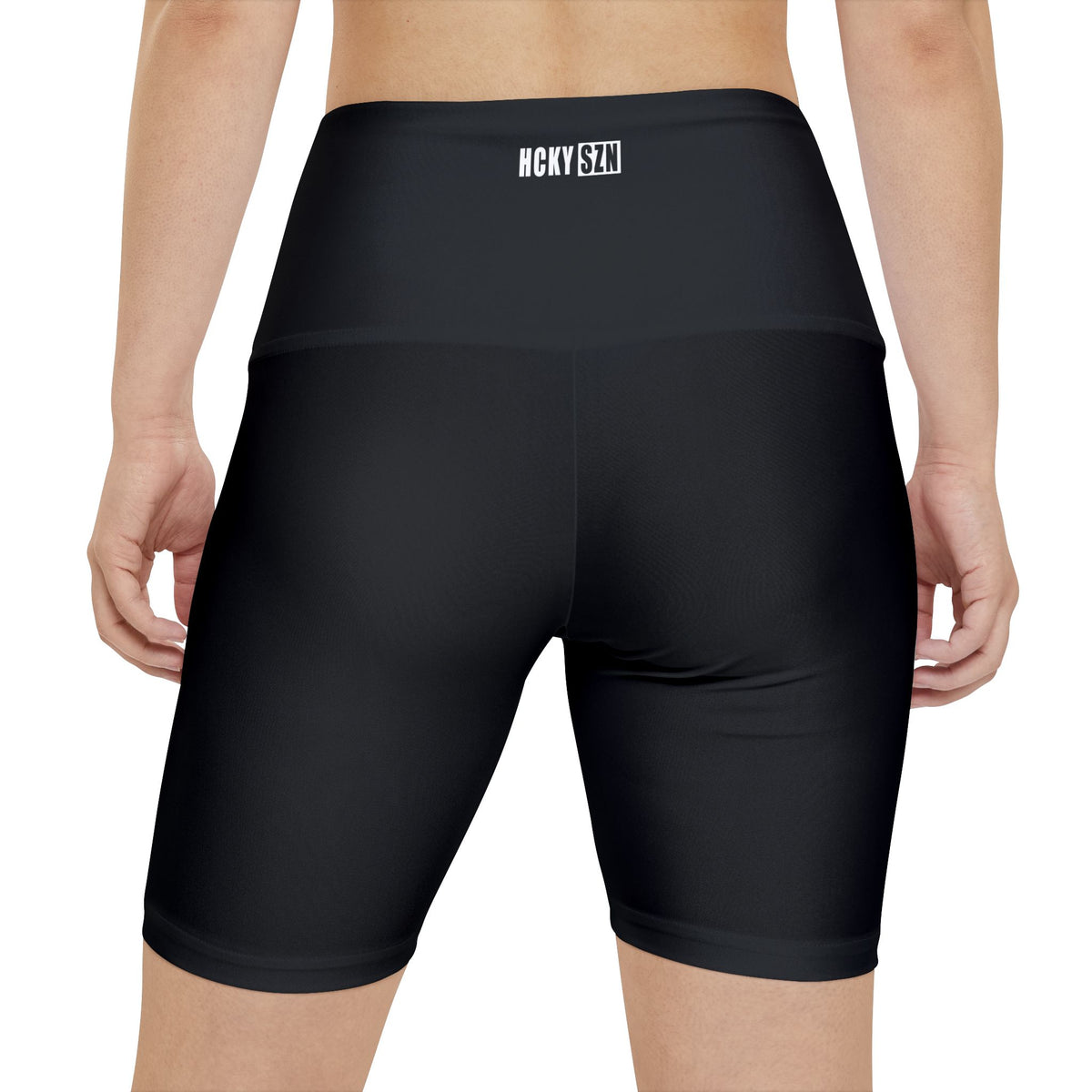 HKY SZN High Waisted Workout Shorts (Pitch Black)