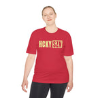HCKYSZN (Flagship Logo) Adult Performance Tee - Red/Sunflower