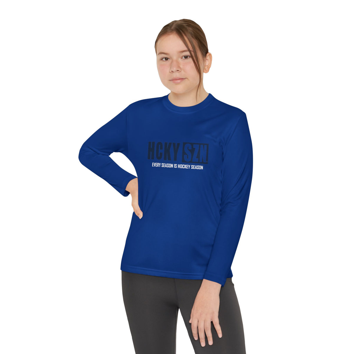 Every Season is HCKY SZN Youth Competitor Long Sleeve Tee (Navy Logo) - Various Colors