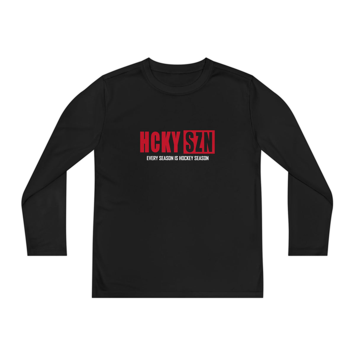 Every Season is HCKY SZN Youth Competitor Long Sleeve Tee (Red Logo) - Various Colors