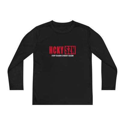 Every Season is HCKY SZN Youth Competitor Long Sleeve Tee (Red Logo) - Various Colors