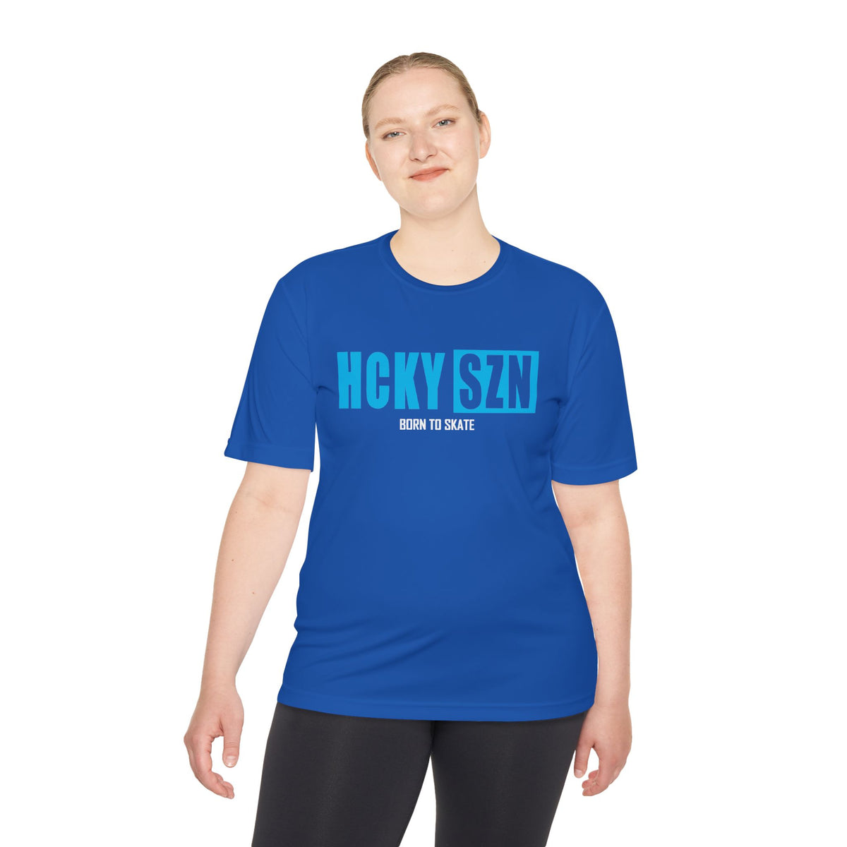 HCKYSZN (Born to Skate) Adult Performance Tee - Royal/Sky Blue/White