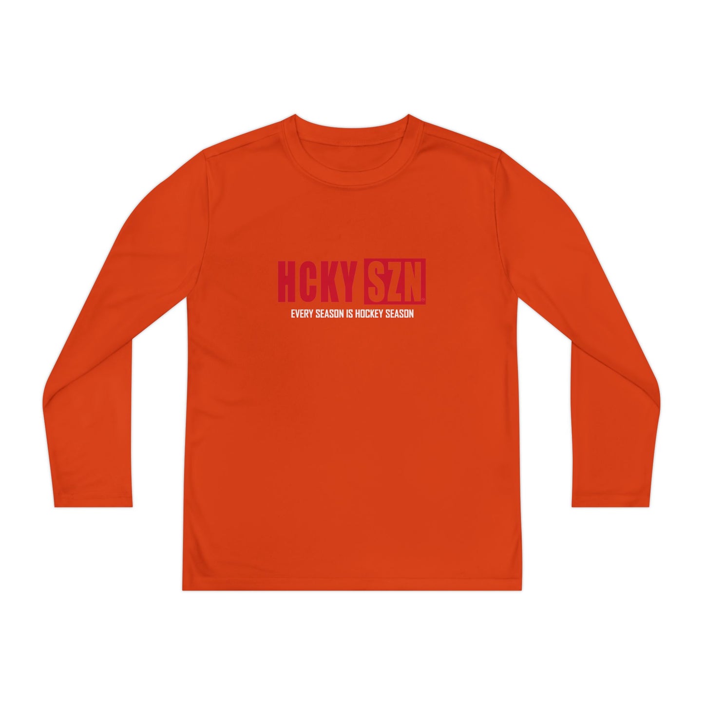 Every Season is HCKY SZN Youth Competitor Long Sleeve Tee (Red Logo) - Various Colors