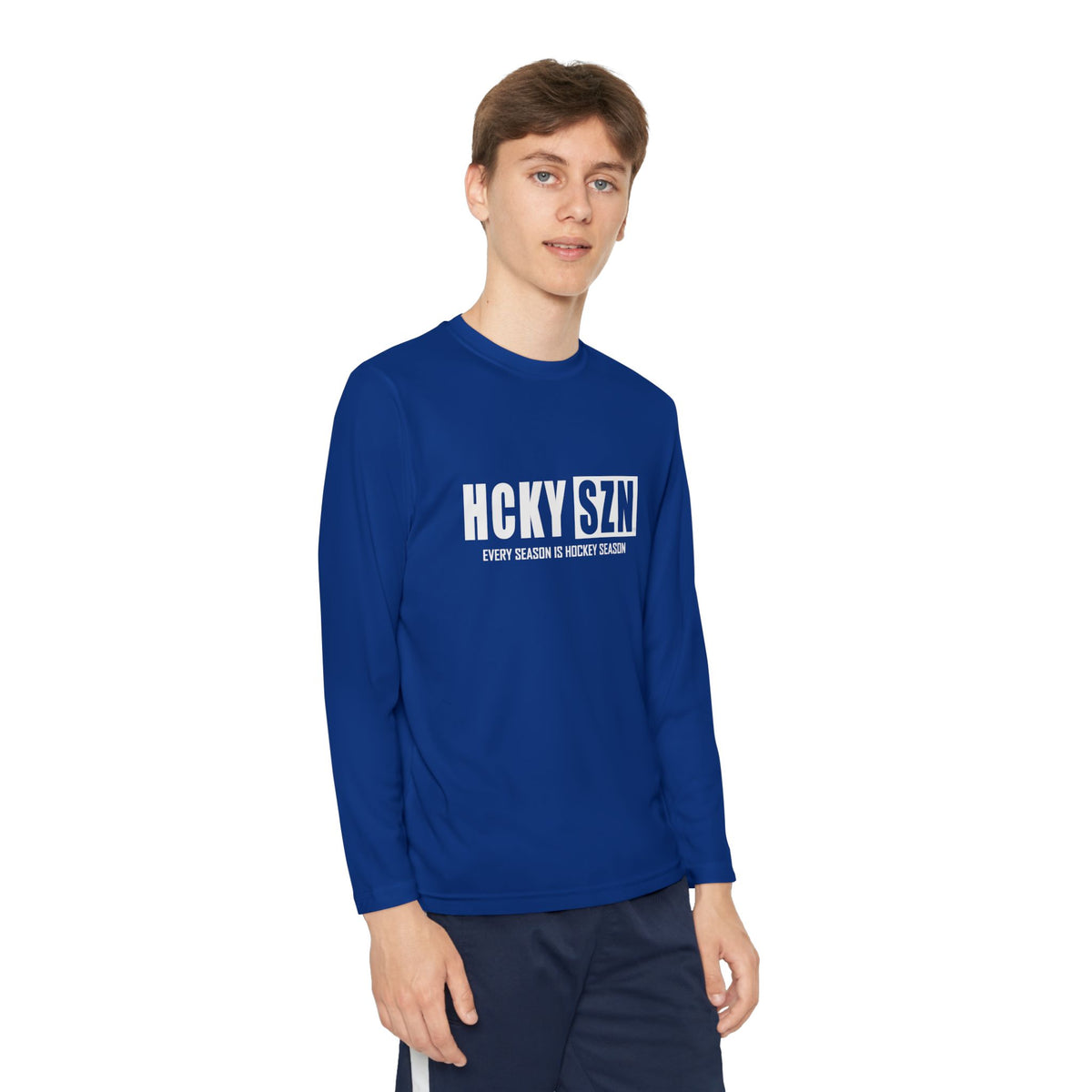 Every Season is HCKYSZN Youth Performance Long Sleeve Tee - White Logo