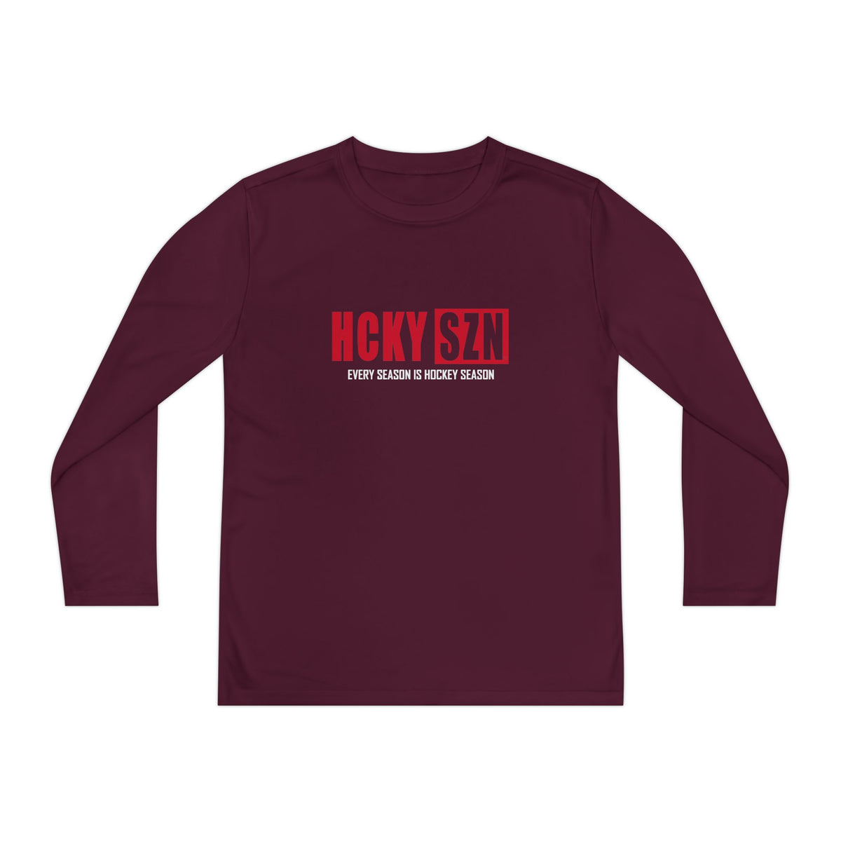Every Season is HCKY SZN Youth Competitor Long Sleeve Tee (Red Logo) - Various Colors