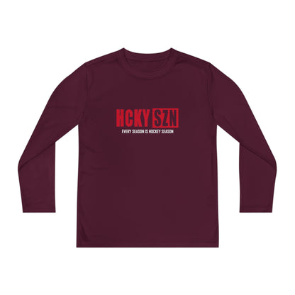 Every Season is HCKY SZN Youth Competitor Long Sleeve Tee (Red Logo) - Various Colors
