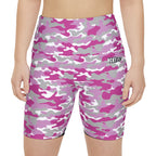 HKY SZN High Waisted Workout Shorts (Hockey Girl Camo)