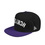 Upside Down HCKY SZN Embroidered Snapback Hat (Black/Purple)