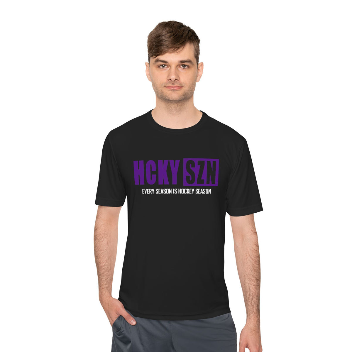 HCKYSZN Every Season Adult Performance Tee - Black/Purple
