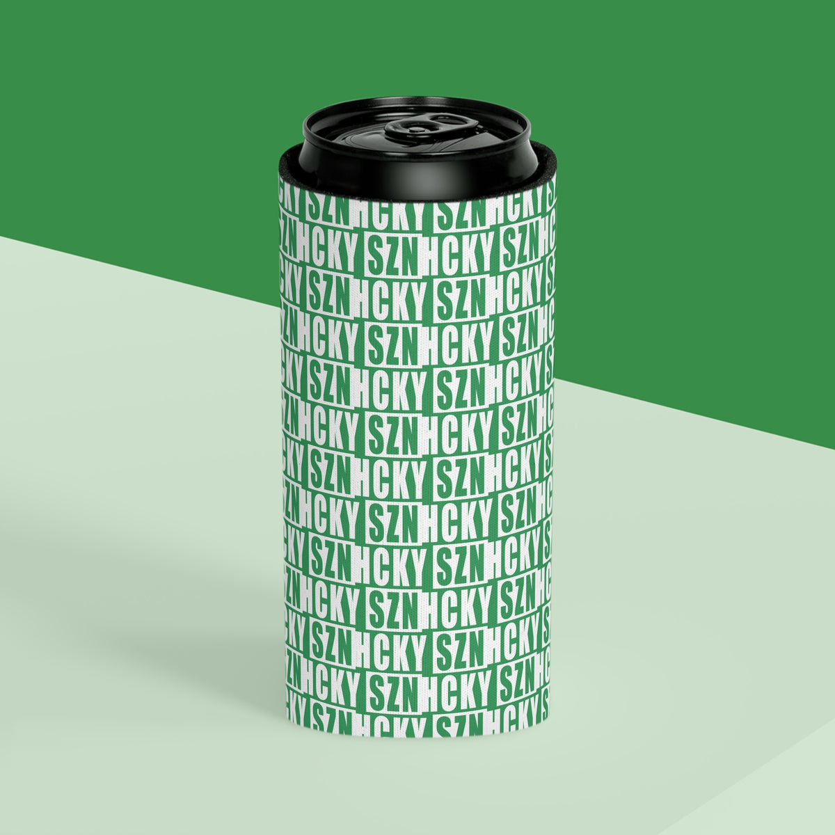 HCKY SZN AOP Slim Can Cooler (Green)