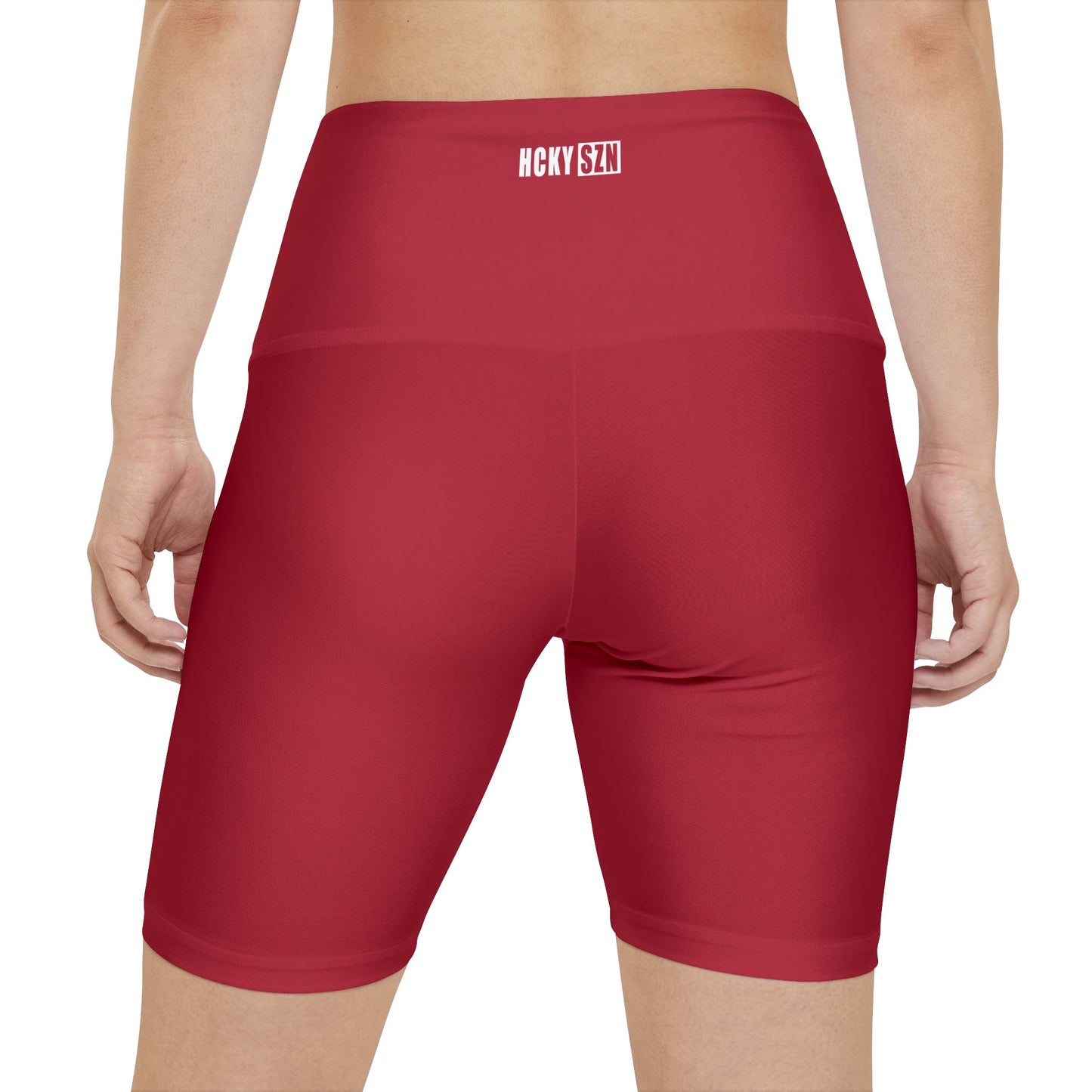 HKY SZN High Waisted Workout Shorts (Scarlet Red)