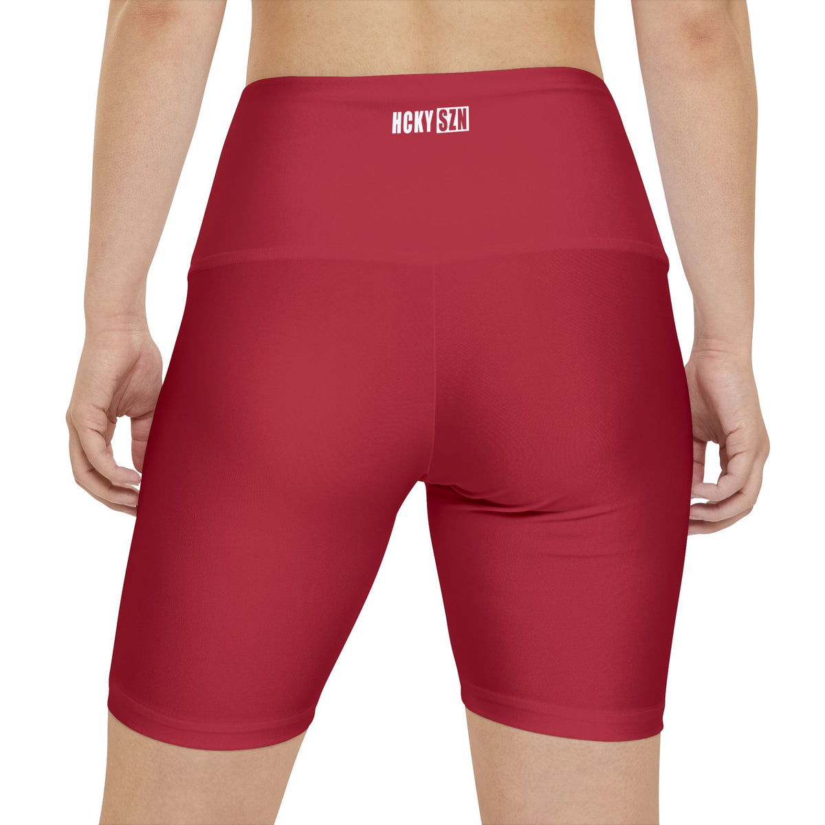 HKY SZN High Waisted Workout Shorts (Scarlet Red)