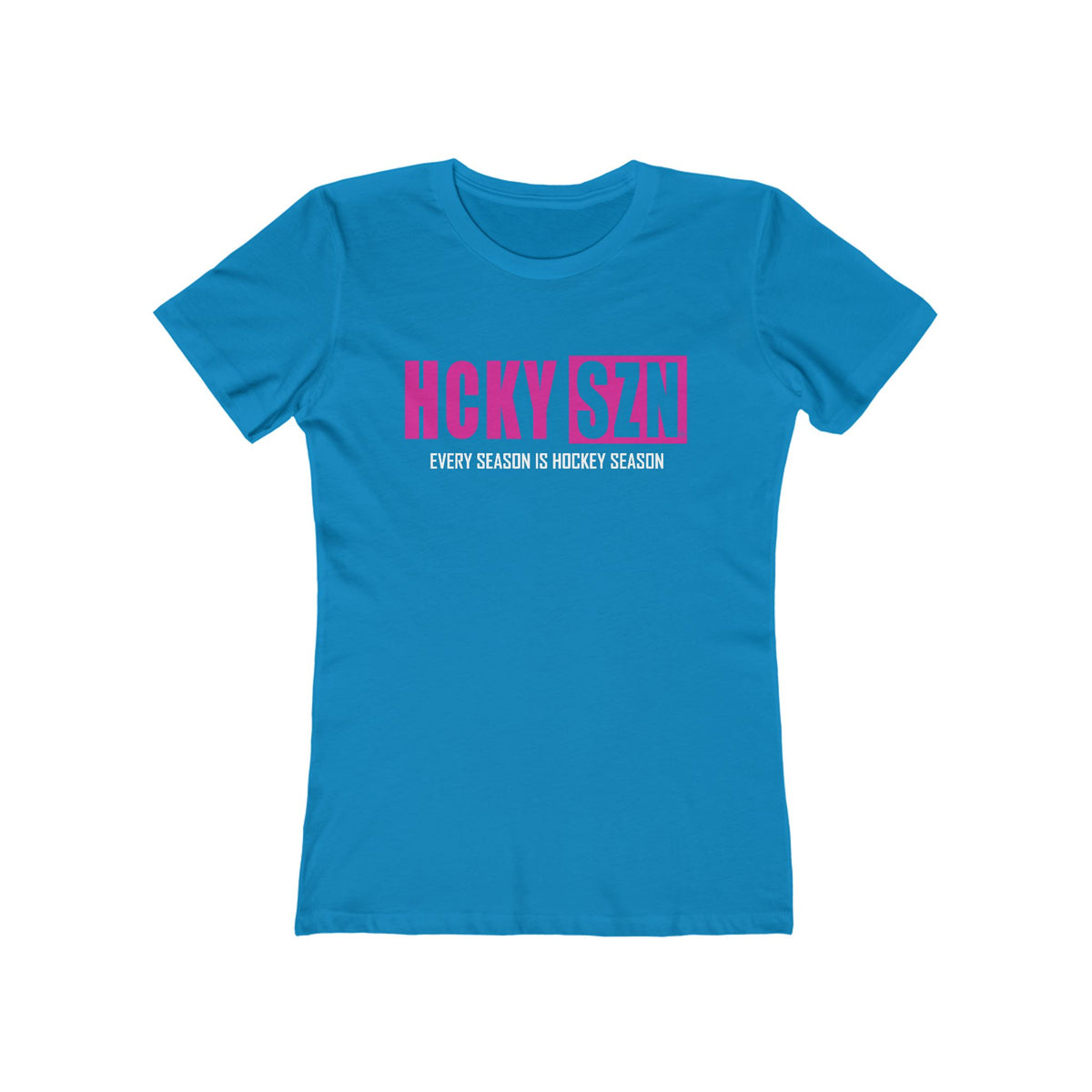 Every Season Is Hockey Season Women's Boyfriend Tee (Hot Pink Logo) - Various Colors
