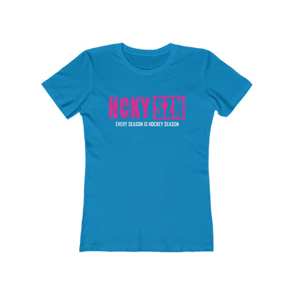 Every Season Is Hockey Season Women's Boyfriend Tee (Hot Pink Logo) - Various Colors