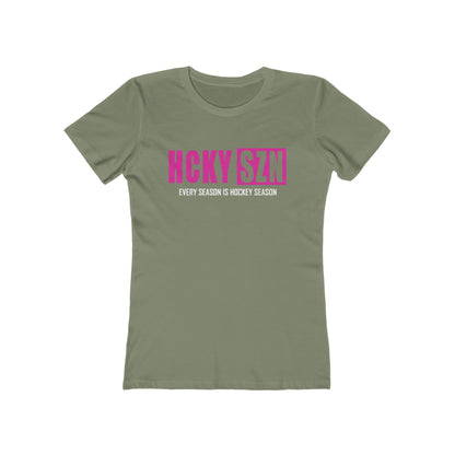 Every Season Is Hockey Season Women's Boyfriend Tee (Hot Pink Logo) - Various Colors