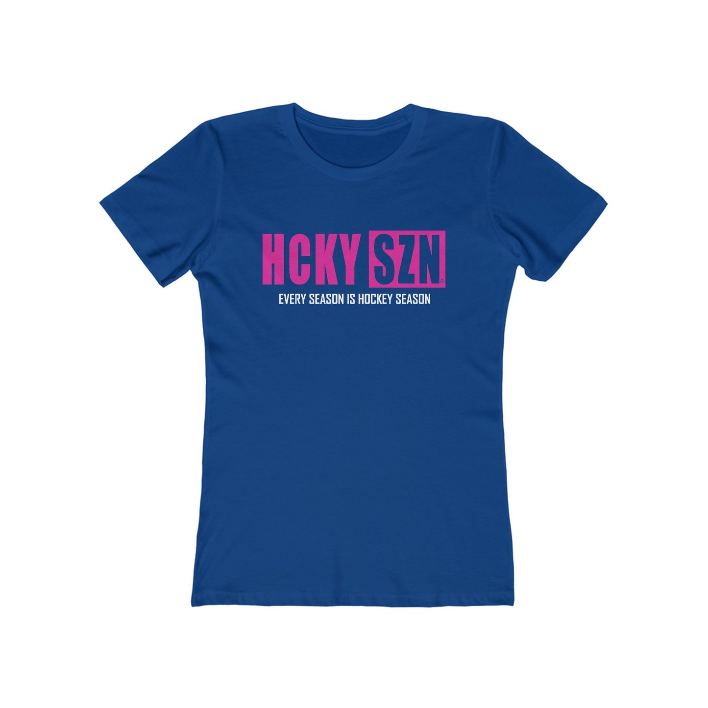 Every Season Is Hockey Season Women's Boyfriend Tee (Hot Pink Logo) - Various Colors