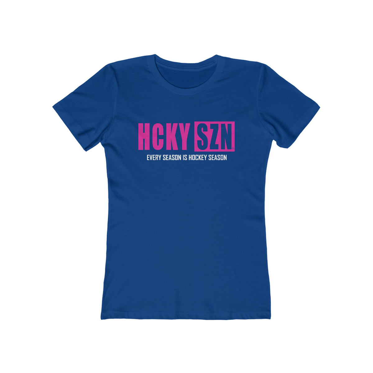 Every Season Is Hockey Season Women's Boyfriend Tee (Hot Pink Logo) - Various Colors