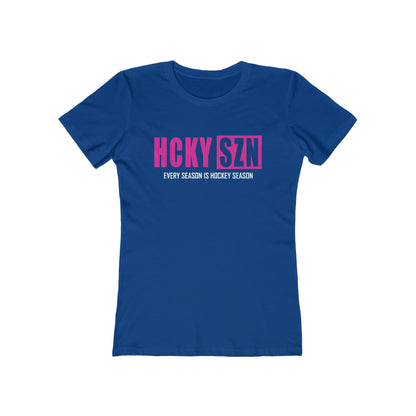 Every Season Is Hockey Season Women's Boyfriend Tee (Hot Pink Logo) - Various Colors