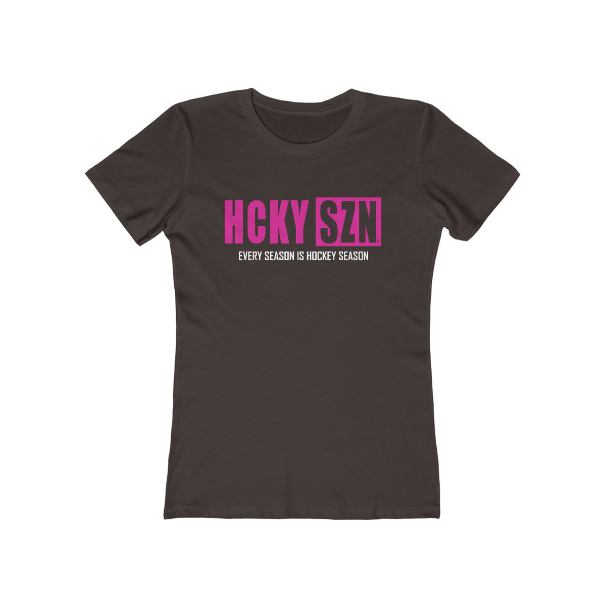 Every Season Is Hockey Season Women's Boyfriend Tee (Hot Pink Logo) - Various Colors