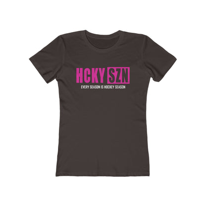 Every Season Is Hockey Season Women's Boyfriend Tee (Hot Pink Logo) - Various Colors