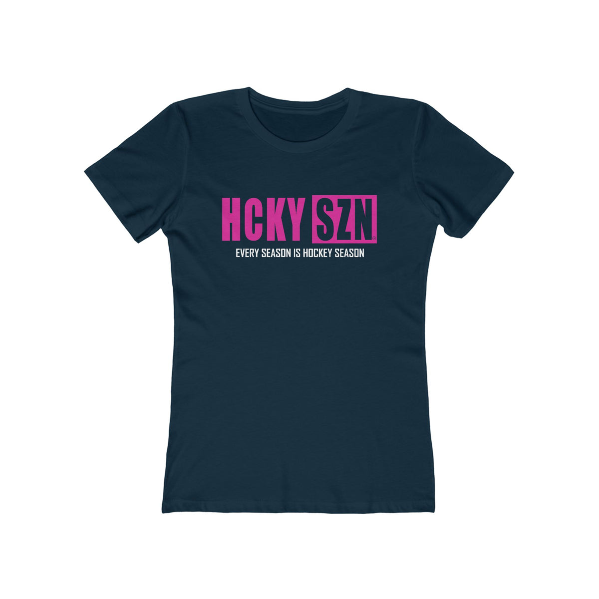 Every Season Is Hockey Season Women's Boyfriend Tee (Hot Pink Logo) - Various Colors