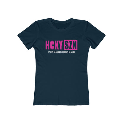 Every Season Is Hockey Season Women's Boyfriend Tee (Hot Pink Logo) - Various Colors