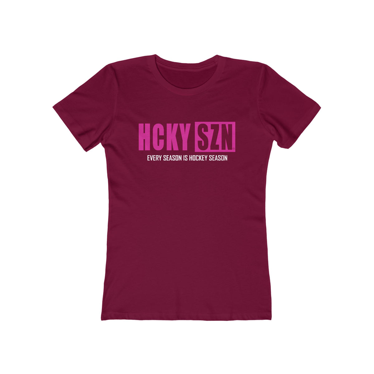 Every Season Is Hockey Season Women's Boyfriend Tee (Hot Pink Logo) - Various Colors